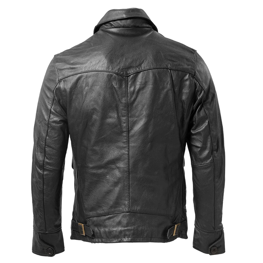 Men's Leather Jacket 100% Natural Cowhide Men Genuine Leather Coat Bomber Jackets Man Clothing Autumn Asian Size M266