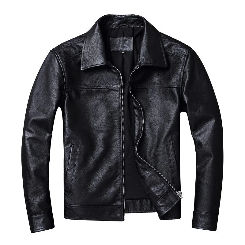 Casual Men Leather Jacket Genuime Cowhide Slim Fit Black Brown Mens Leather Jacket Male Jackets Autumn Coat Man Clothing