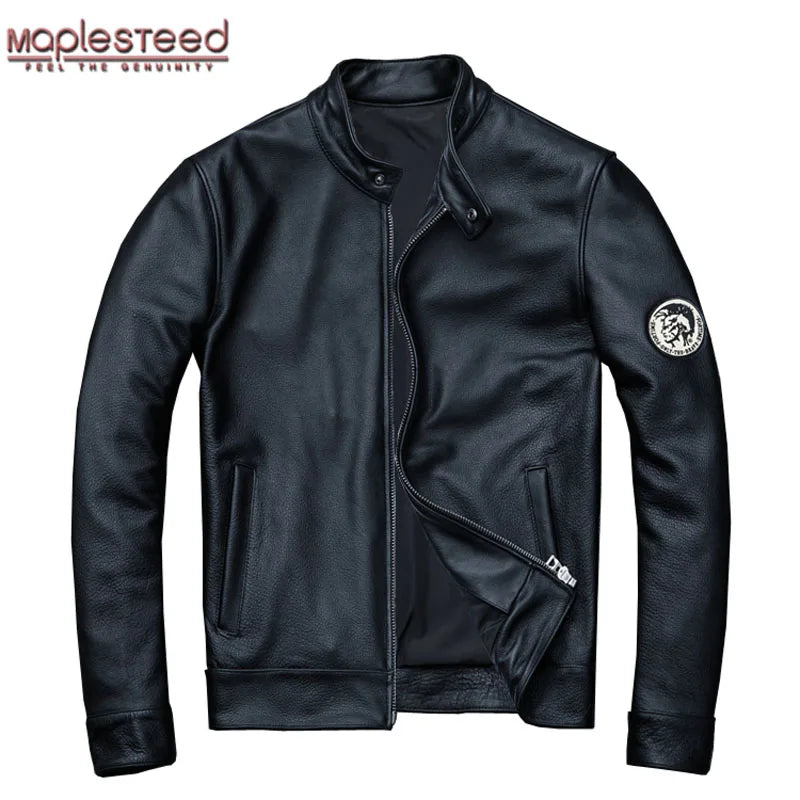 100% Natural Calfskin Leather Jacket Men Skin Jackets Black Genuine Leather Jacket Man Leather Coat Overcoat Autumn M102