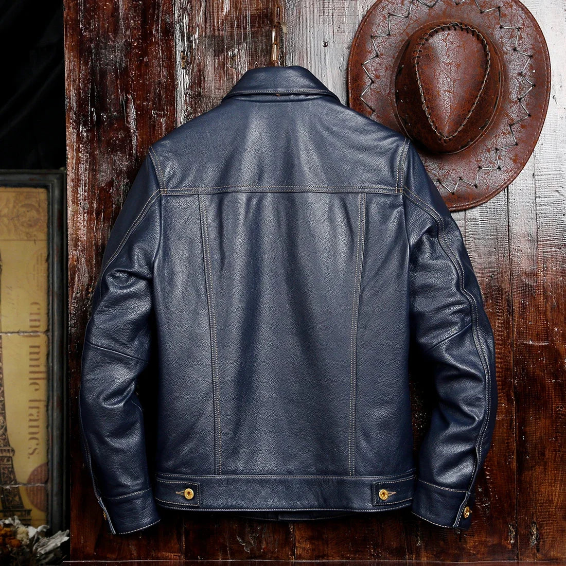 Classical 506 Style Men's Cowboy Natural Cowhide Jacket  Slim Quality Genuine Leather Coat Man Short Single Breasted Clothes