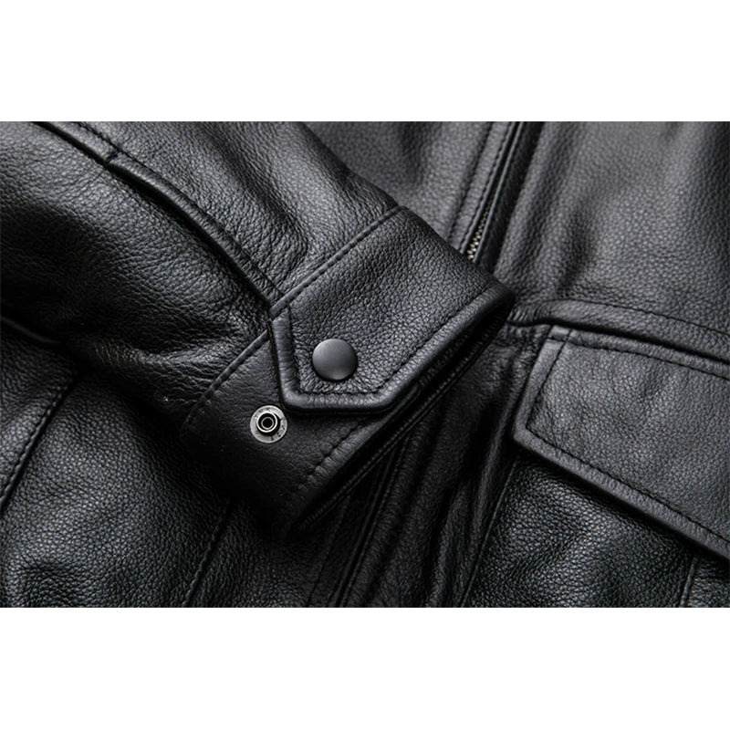 Removable Natural Fur Collar Genuine Cow Leather Jacket Men Thick Winter Coat Warm Flight Jackets Air Force Aviator Coats Autumn