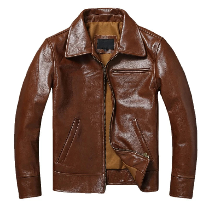 New Fashion Swallowtail Style Genuine Leather Jacket Men Slim Mens Jacket Boy Real Cowhide Coat Cow Clothing Spring Autumn