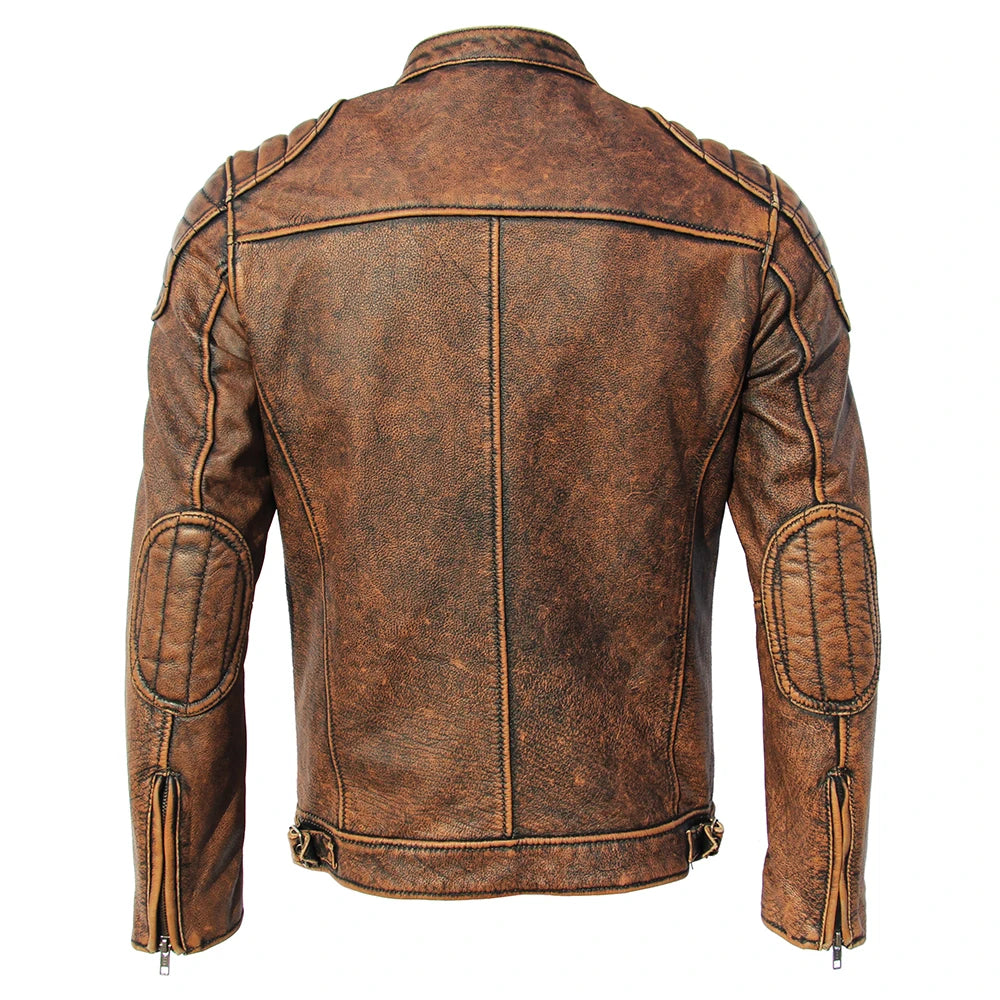 Genuine Leather Jacket Men  100% Natural Cowhide Genuine Leather Jackets Slim Fit Motorcycle Jacket Man Biker Coat Autumn M357