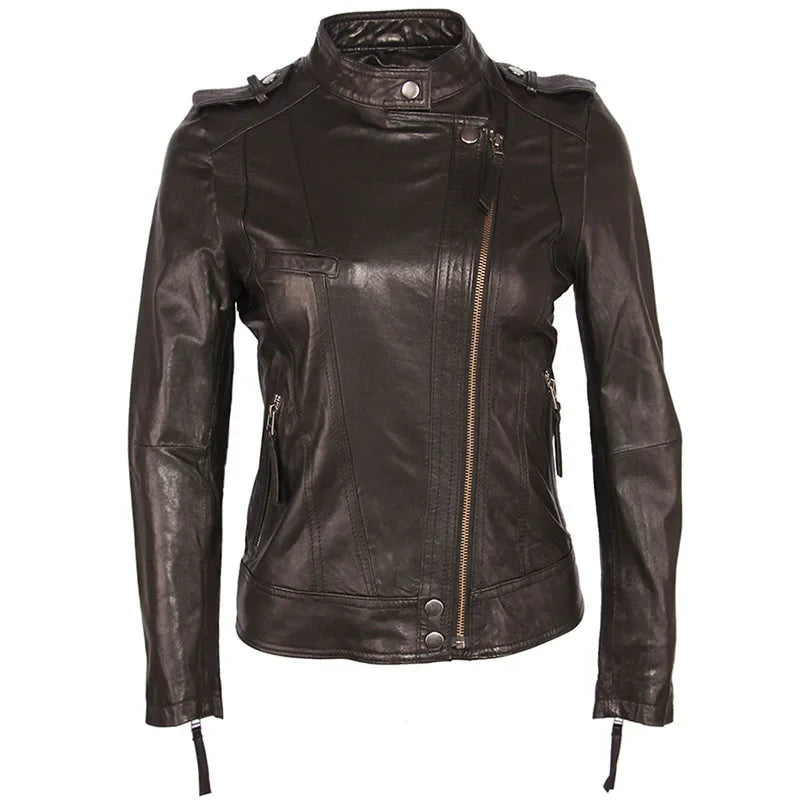 Women Leather Jacket 100% TANNED Sheepskin 3 Colors Slim Fit Woman Genuine Leather Jackets Female Skin Coat Autumn Spring M262