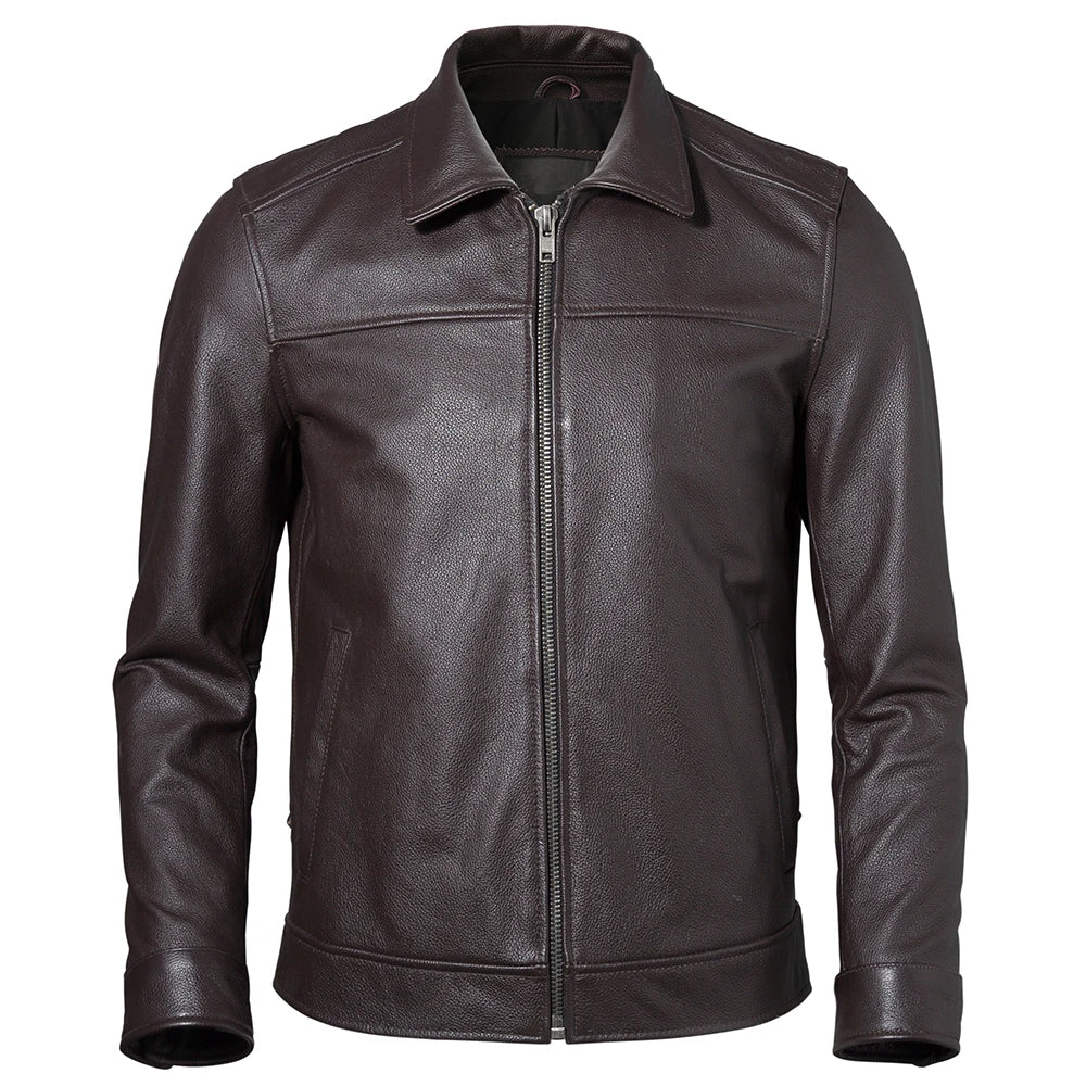 Men's Leather Jacket 100% Natural Cowhide Man Real Leather Coat Male Leather Clothing Autumn Spring Asian Size M601