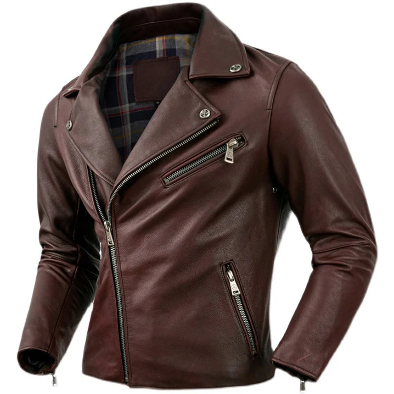 Motorcycle Jacket Thickened Real Cowhide Leather Jackets Men Clothes Motor Riding Clothing Autumn Biker Jacket Winter