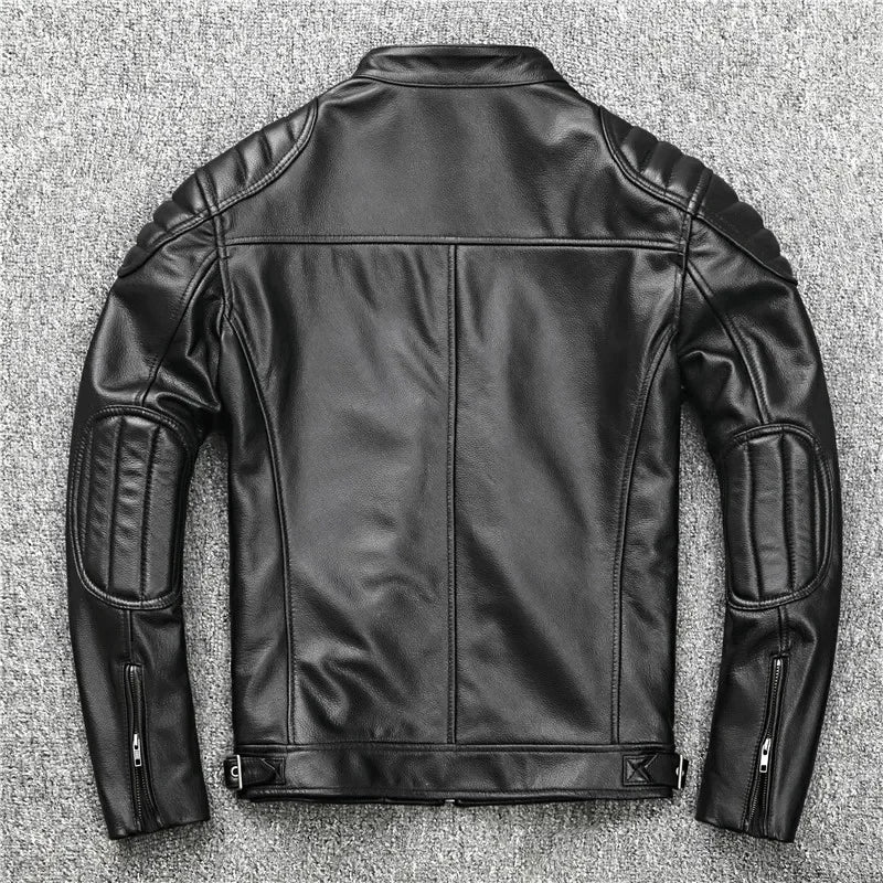 New Sheepskin Leather Jacket Men Motorcycle Biker Spring Natural Genuine Leather Jackets Slim Short Coat Soft Leather Jacket Men