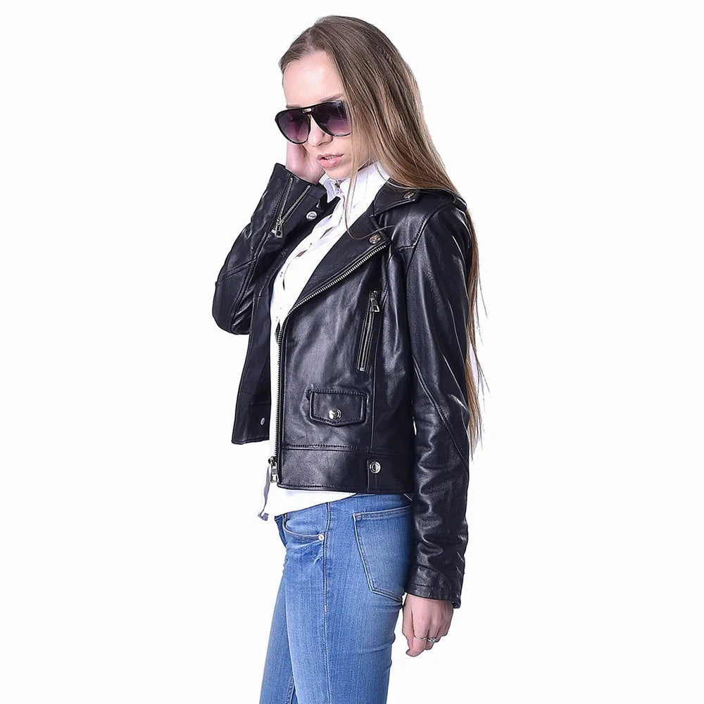 Fashion Women Genuine Leather Jacket Slim Soft Natural Sheepskin Coat Female Real Skin Clothes Spring Autumn Asian Size M001