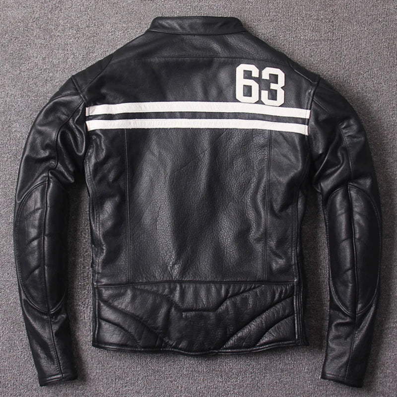 Road Riding Motorcycle Genuine Leather Jacket for Men Protective Gear Man Cowhide Jackets Biker Man Clothing Racer Coat