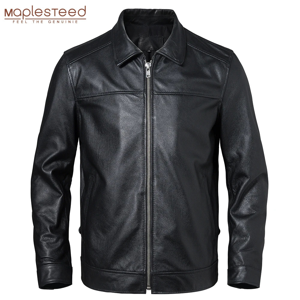 Men Leather Jacket 100% Real Cowhide Black Brown Men's Genuine Leather Coat Male Skin Clothing Autumn Spring Asian Size M601