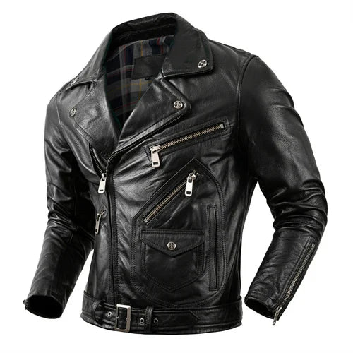 Motorcycle Clothing Mens Real Cowhide Leather Jacket Men's Riding Jacket Autumn Coats for Men Biker Jacket