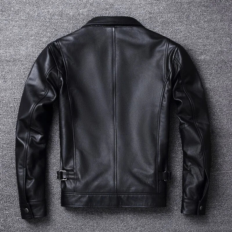 Black Quilted Leather Jacket Men Genuine Cow Leather Coat Winter Casual Mens Jackets Autumn Slim Fit Overcoat Male Clothes