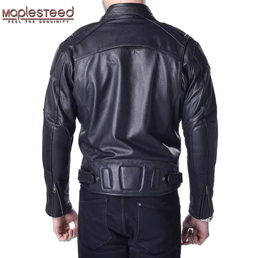 Motorcycle Biker Men Genuine Cowhide Leather Jacket Black Thick Motor Real Coat Male Skin Clothing Winter M153