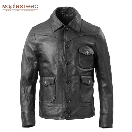 Men's Leather Jacket 100% Natural Cowhide Men Genuine Leather Coat Bomber Jackets Man Clothing Autumn Asian Size M266