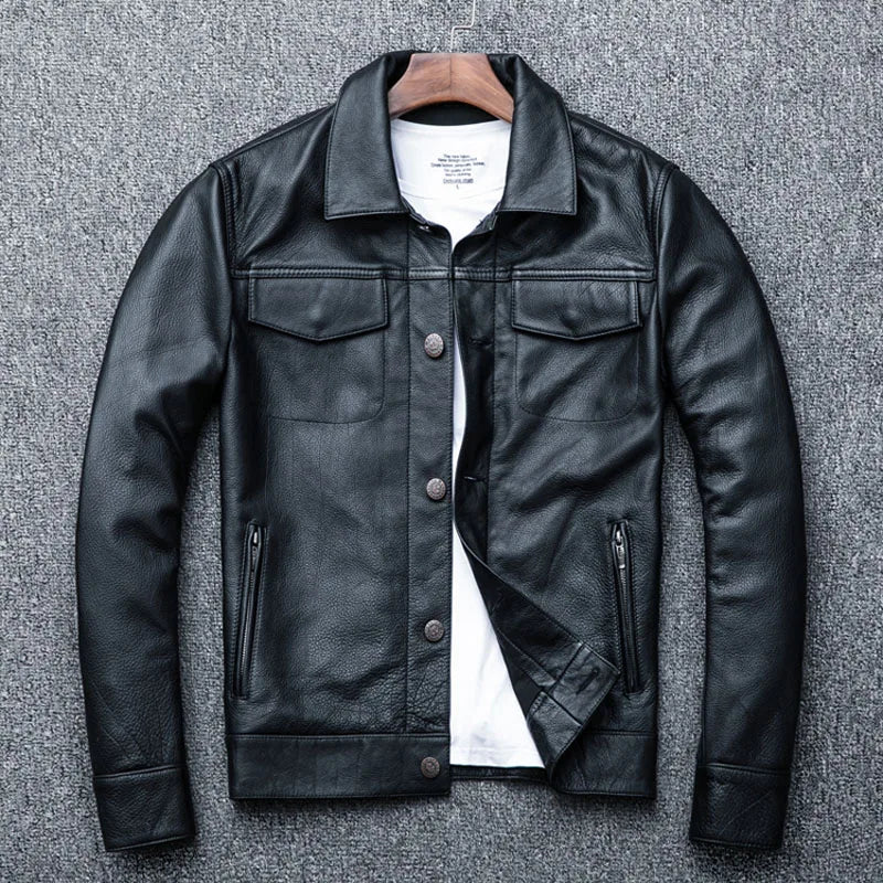 MAPLESTEED Brand Men's Leather Jacket Man Real Skin Coat 100% Cowhide Black Genuine Leather Jacket Men Winter Coat Autumn M163