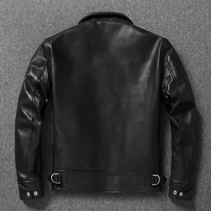 Motorcycle Jacket Mulholland Leather Jacket Men First Layer Cow Leather Coat Men Slim Biker Jacket Autumn Motor Rider Jacket