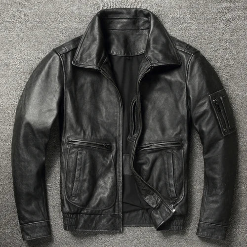 Vintage Genuine Leather Jacket Men Real Cowhide Air Force Flight Suit A2 Pilot Jacket Bomber Jacket Jaquetas Masculina De Couro