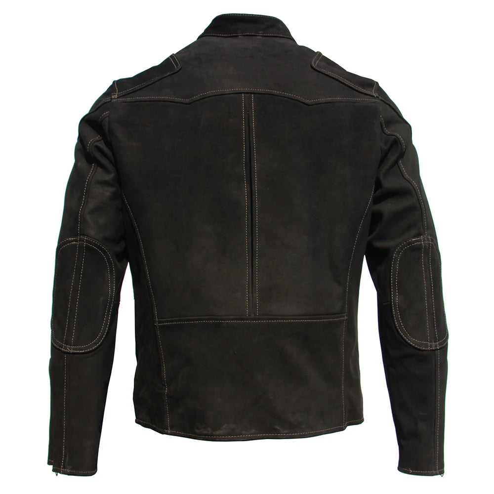 Frosted Cow Leather Jacket Black Men Genuine Leather Coat Slim Mens Clothes Motorcycle Biker Clothing Riding Coats Autumn M002