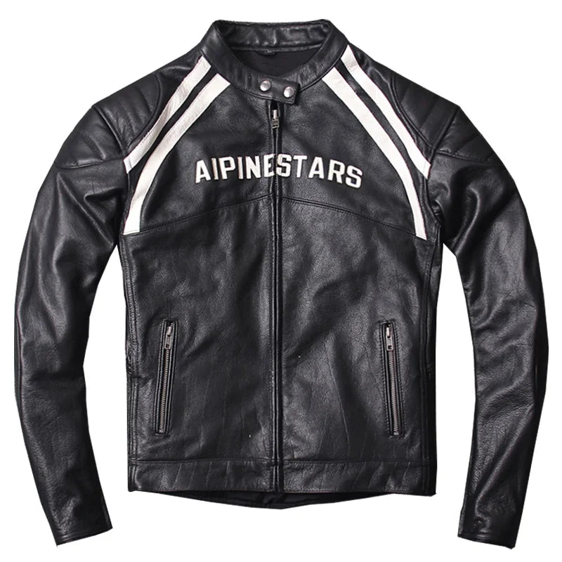 Road Riding Motorcycle Genuine Leather Jacket for Men Protective Gear Man Cowhide Jackets Biker Man Clothing Racer Coat