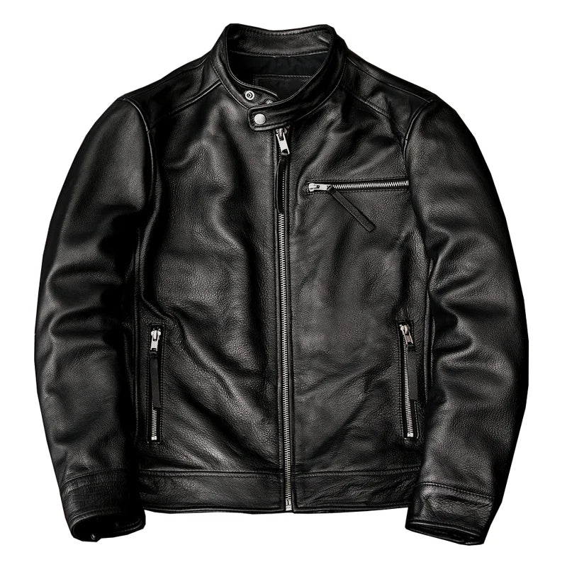 Men's Spring Jacket Motorcycle Jackets Man Genuine Leather Blazer Slim Fashion Biker Coat Cowhide Male Clothing