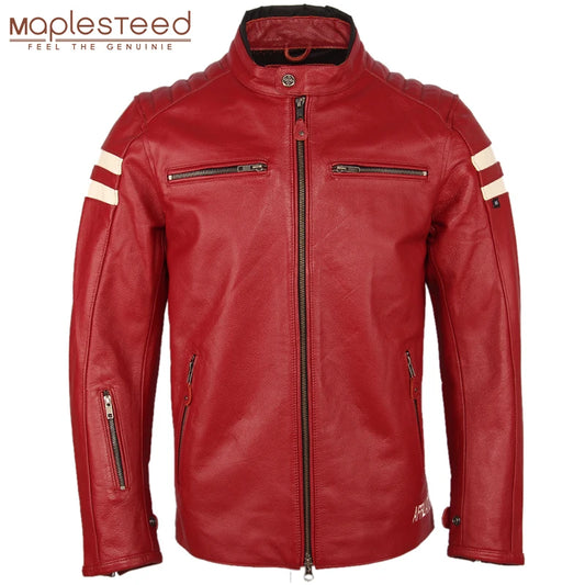 Motorcycle Leather Jacket Men 100% Genuine Cowhide Leather Natrual Skin Coat Men Slim Fit Bomber Biker Leather Coat Autumn M218