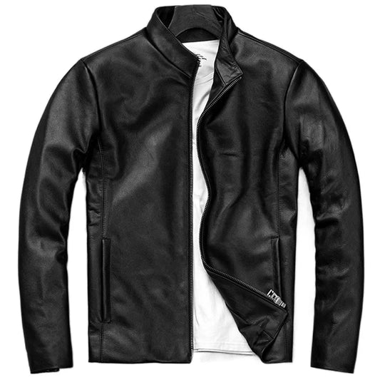 Men Leather Jacket Thin Soft Genuine Cowhide Leather Mens Leather Jackets Spring Coat For Men Jaquetas Masculina De Couro