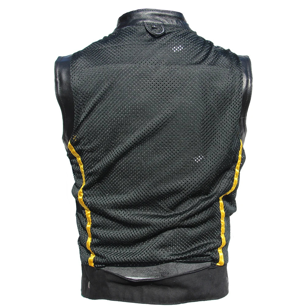 Sons of Anarchy Embroidery Motorcycle Vest Men Leather Sleeveless Jacket Real Cowhide Leather Club Riding Biker Vests M008