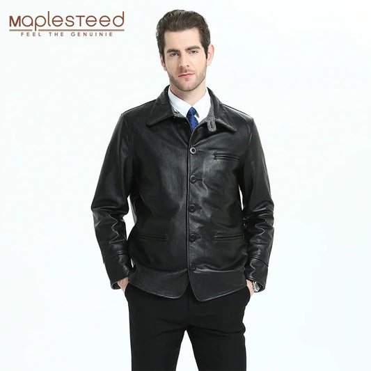 Long Men Leather Coat 100% Natural Cowhide Men's Genuine Jacket Man Autumn Winter Coat Male Skin Clothing M201