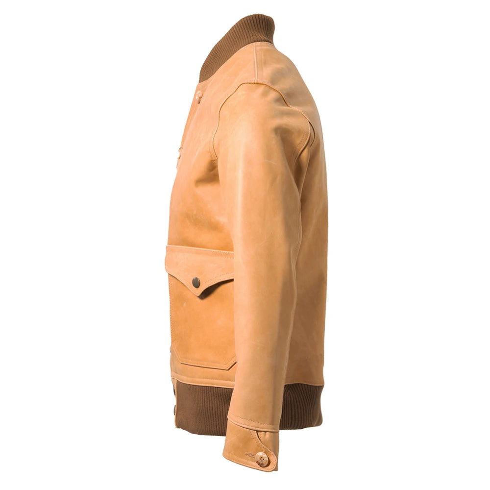 Men Genuine Leather Jacket Yellow 100% Natural Cow Skin Coat Male Real Cowhide Jacket Man Clothes Spring Autumn Asian Size M274