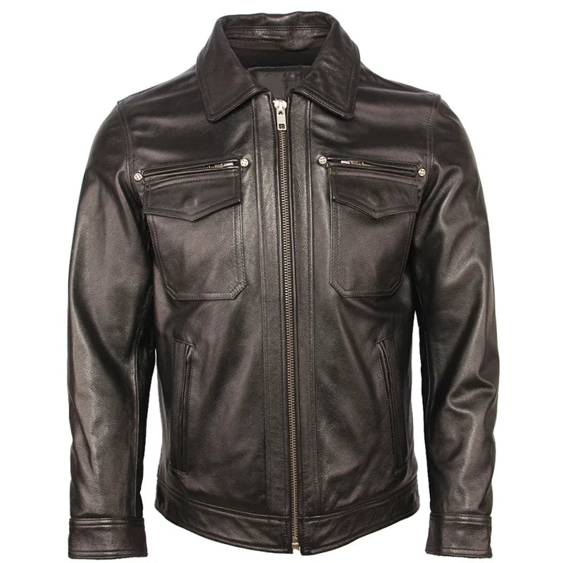 Men Jacket Quilted Hood Removable 100% Cowhide Coat Genuine Leather Jackets Man Winter  Warm Clothing M351