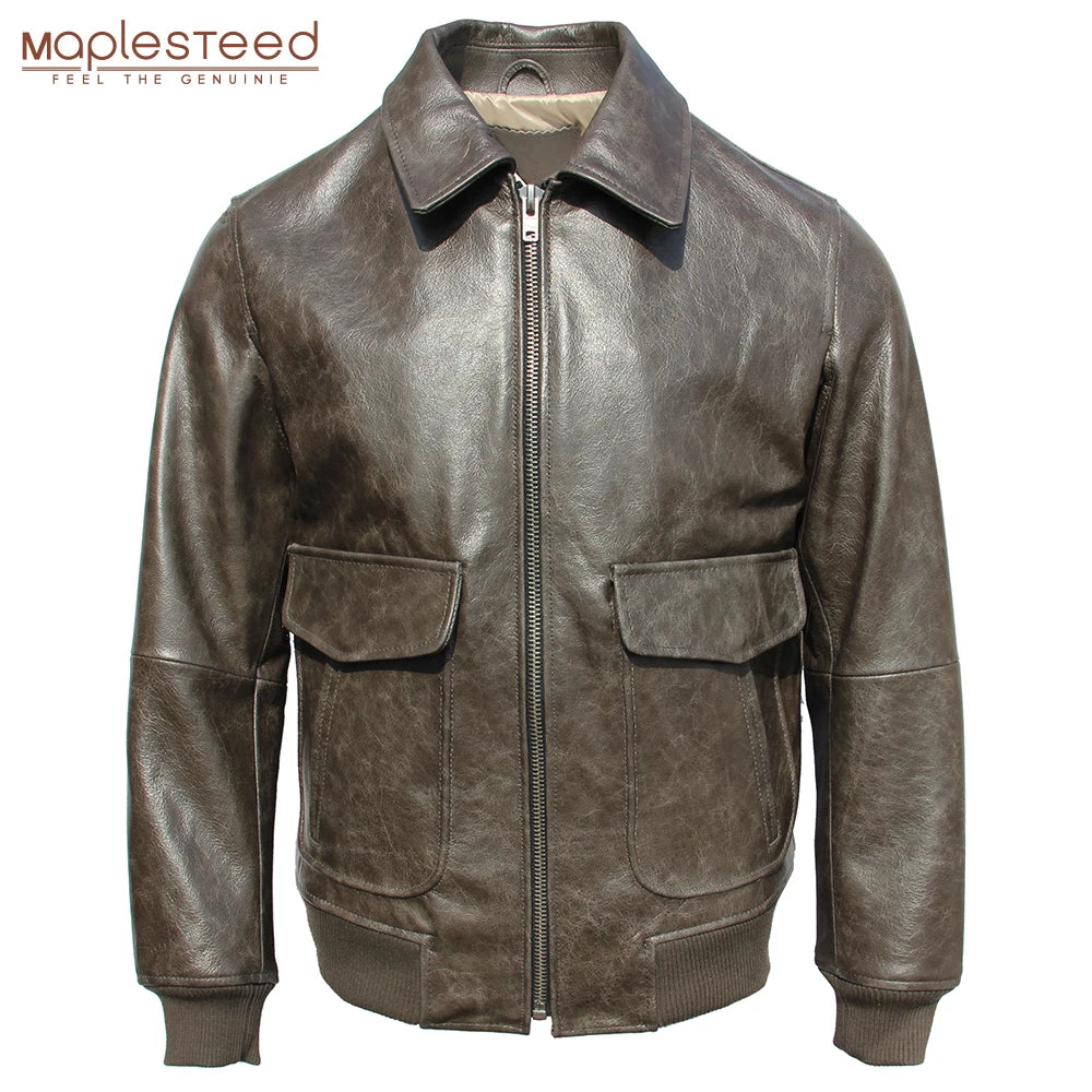 Classic Flight A2 Jackets Men Leather Jacket 100% Natural Cowhide 4 Colors Man Skin Coat Winter Clothing Autumn Chest 130cm M228