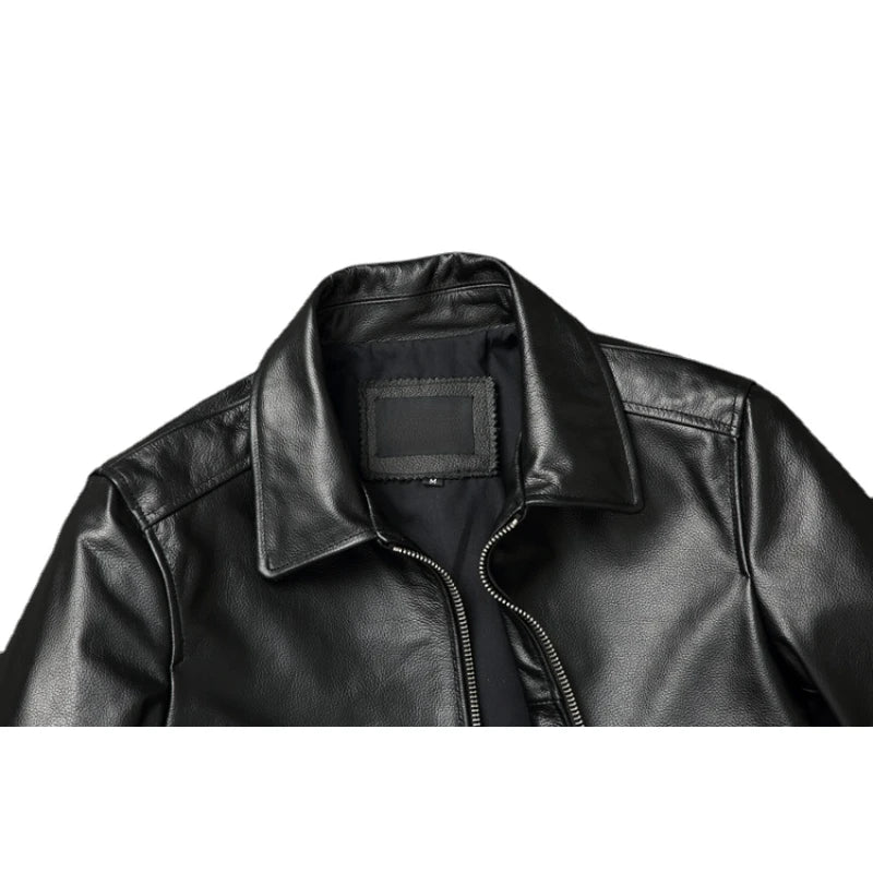 Casual Men Leather Jacket Genuine Cowhide Mens Leather Jacket Cow Skin Slim Fift Autumn Spring Male Clothing 가죽점퍼