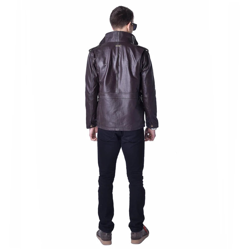 M65 Genuine Leather Jacket Men Long Real Cowhide Military Clothes Male Leather Coat Autumn M143