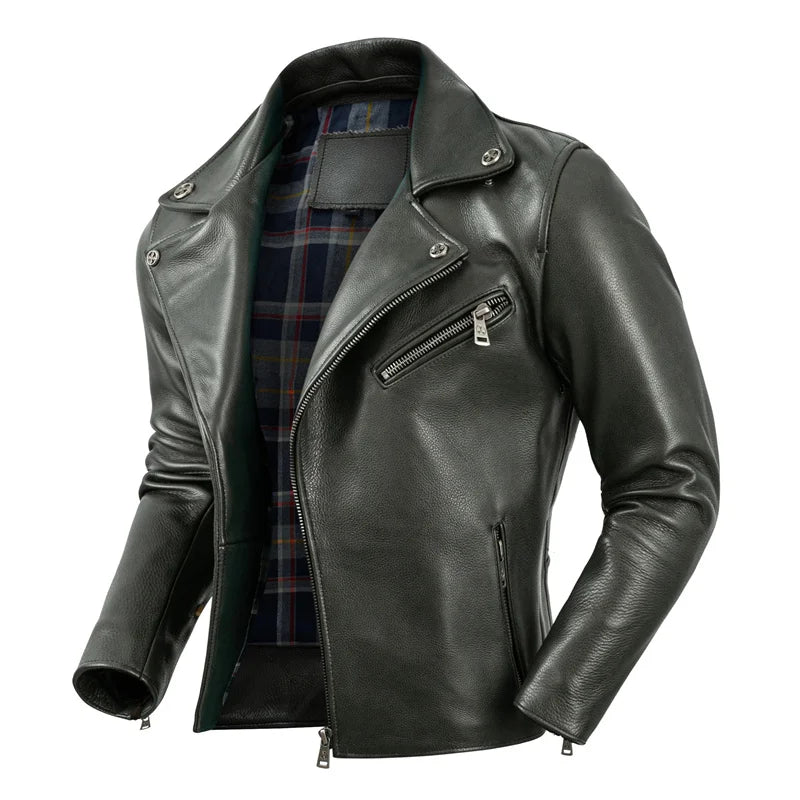 Motorcycle Jacket Thickened Real Cowhide Leather Jackets Men Clothes Motor Riding Clothing Autumn Biker Jacket Winter