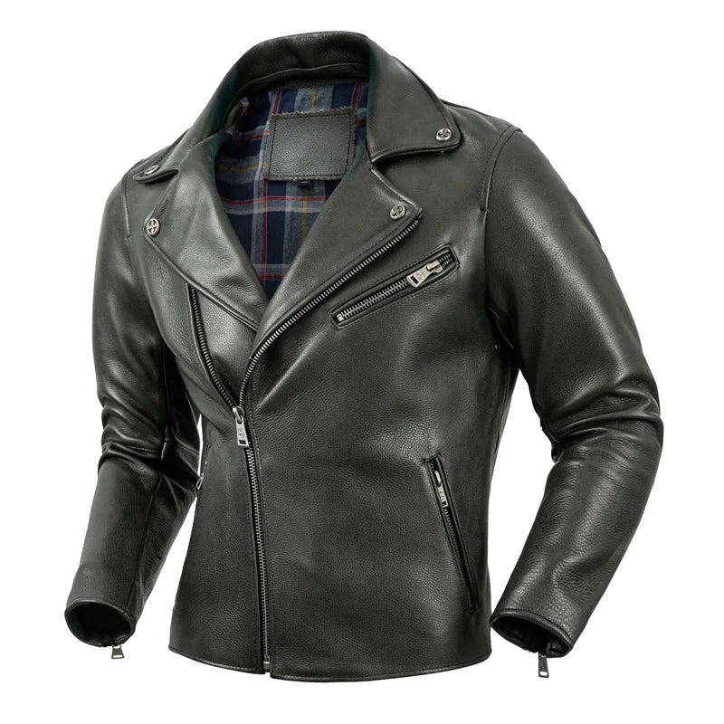 Motorcycle Jacket Thickened Real Cowhide Leather Jackets Men Clothes Motor Riding Clothing Autumn Biker Jacket Winter