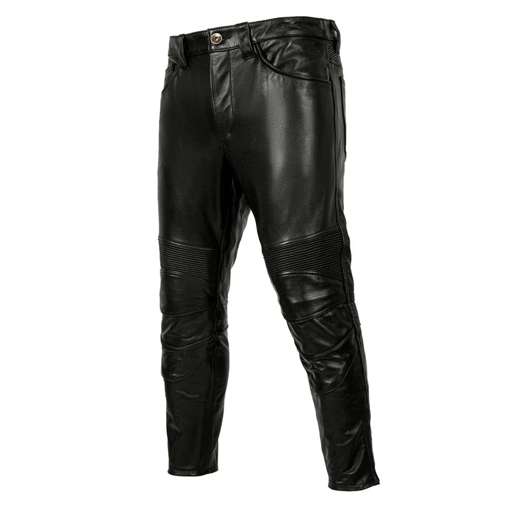 Protectors Motorcycle Pants Real Cowhide Men Leather Trousers Fashion Motor Riding Leather Pants Autumn