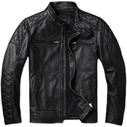 Black Motorcycle Jackets Genuine Cowhide Leather Coats Men Leather Jacket Riding Biker Jackets For Men Clothing Winter 가죽점퍼