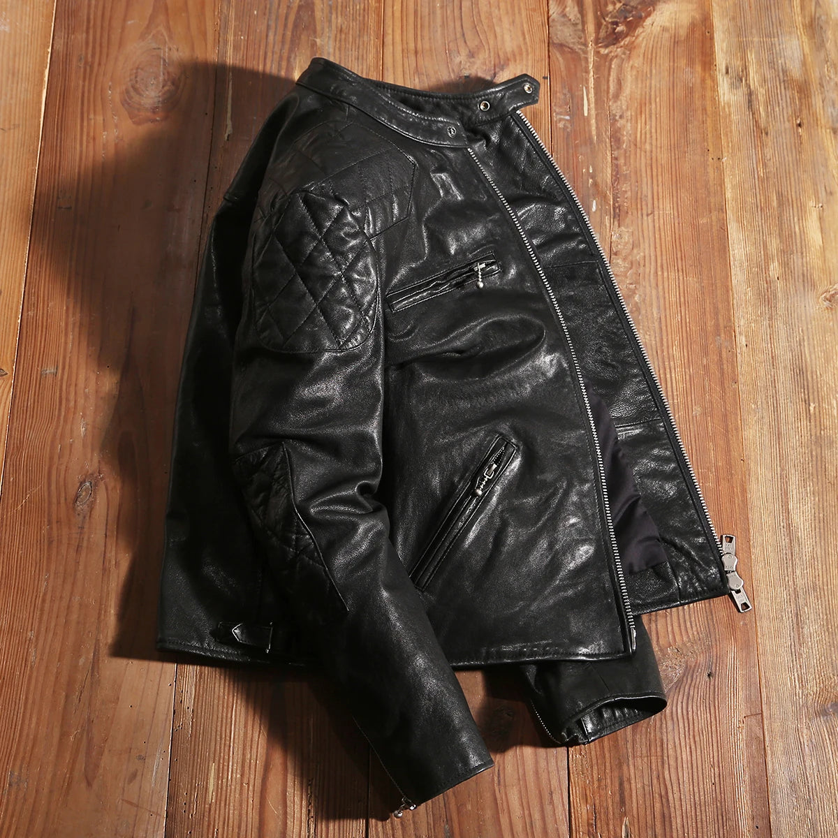 New Black  Motorcycle Biker Leather Jacket Genuine Leather Spring and Autumn Coat Slim Quality Sheepskin Soft Clothes