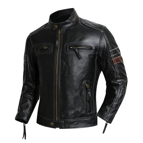 Motorcycle Jackets Protectives Men Leather Jacket Genuine Cowhide Motor Biker Coat Riding Clothes Chaquetas Cuero Para Hombre