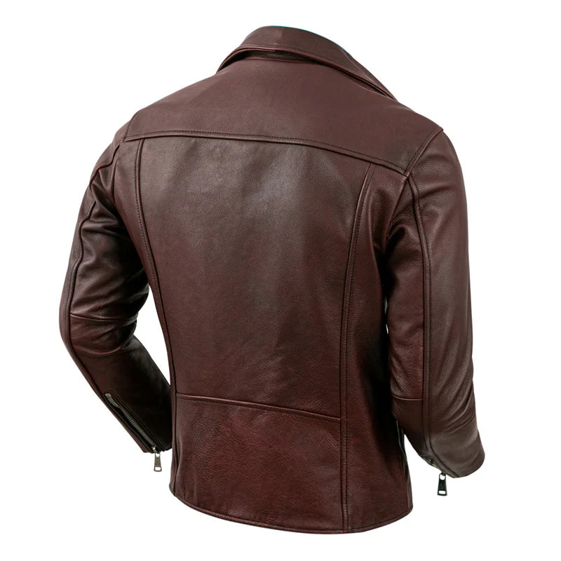 Motorcycle Clothing Thick First Layer Natural Cowhide Genuine Leather Jacket Men Motor Riding Coat Autumn Biker Clothes