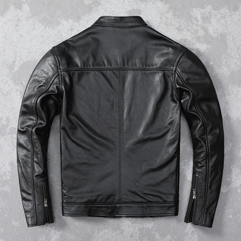 Spring Natural Genuine Leather for Man Motorcycle Slim Male Coat Men's Sheepskin Biker Fashion Clothing