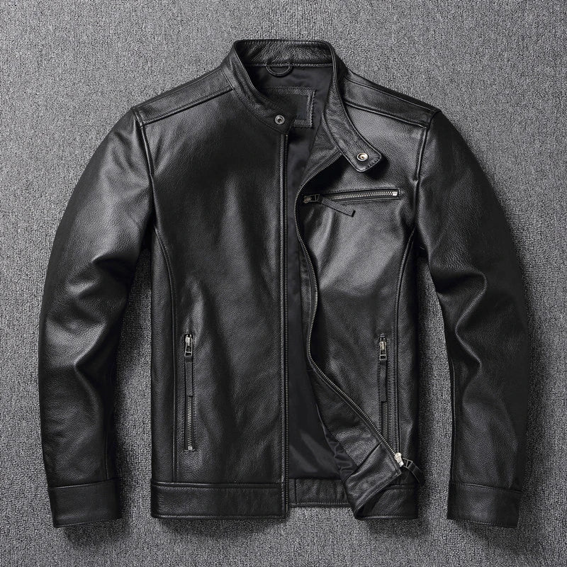 Casual Men Leather Jacket Genuine Cowhide Skin Coat Mens Jackets Spring Autumn Jaqueta Chaquetas Para Hombre