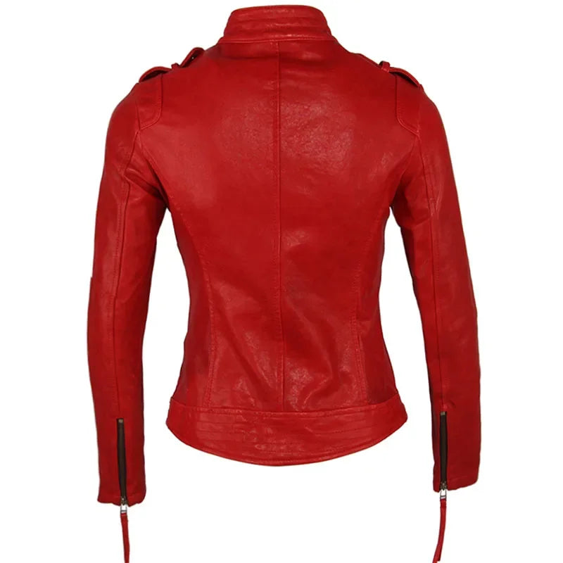 Women Leather Jacket 100% TANNED Sheepskin 3 Colors Slim Fit Woman Genuine Leather Jackets Female Skin Coat Autumn Spring M262