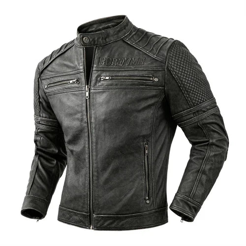 Vintage Mens Leather Jacket Motorcycle Leather Coat Men Biker Jacket  Autumn Men Fashion Motorcycle Real Leather Jacket Men