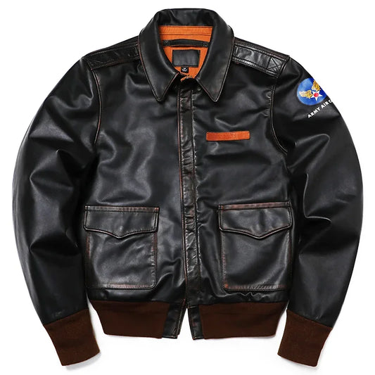 Classic A 2 Air Force Genuine Horsehide Leather Jacket Men Vintage Flight Jackets Motorcycle Coat Piel de caballo Конская шкура