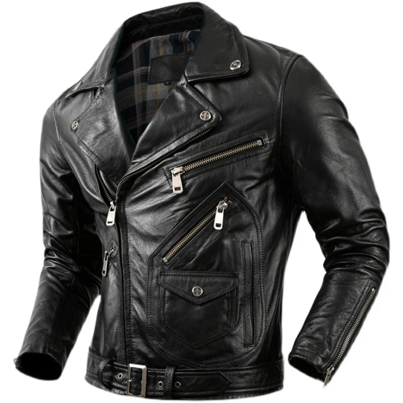 Motorcycle Clothing Mens Real Cowhide Leather Jacket Men's Riding Jacket Autumn Coats for Men Biker Jacket