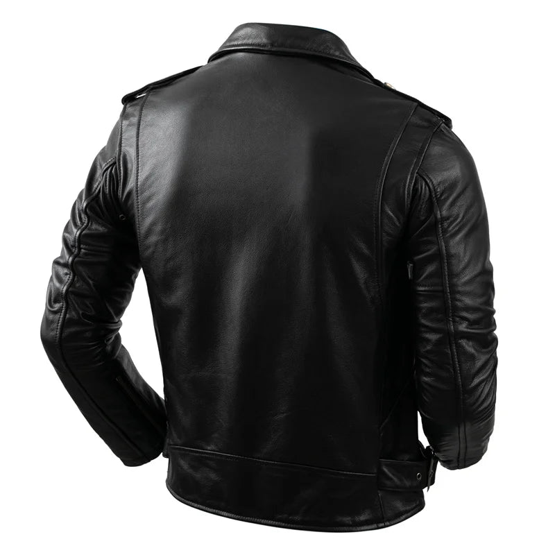 Real Cowhide Leather Jacket Men Leather Coat Motor Biker Clothing Riding Clothes Autumn Men Fashion Motorcycle Leather Jacket