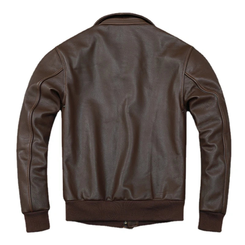 Men Cow Leather Jacket A2 Flight Jackets Hand Edged Aviator Bomber Coat Men Leather Jacket 항공점퍼가죽 Куртка бомбер Летная куртка