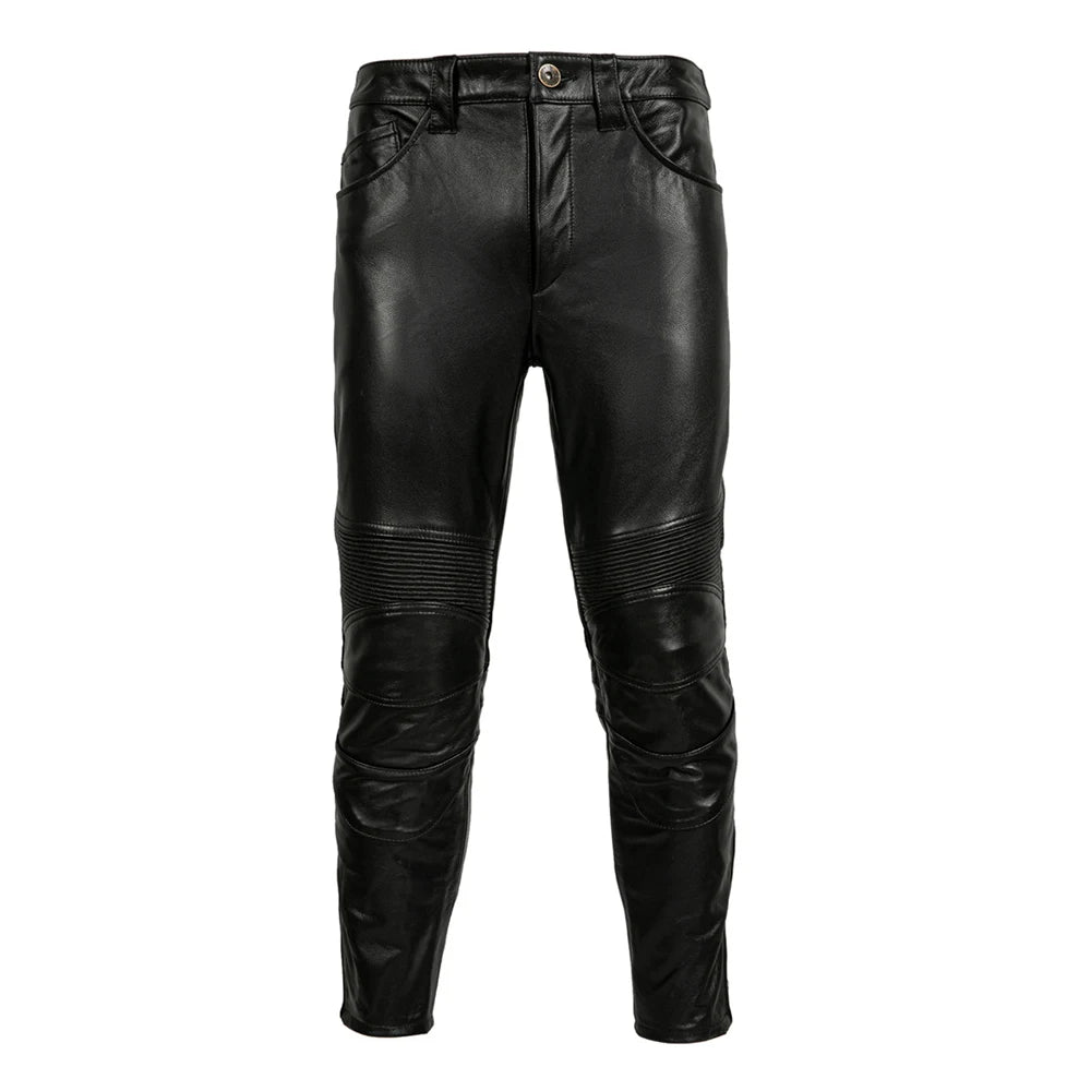 Protectors Motorcycle Pants Real Cowhide Men Leather Trousers Fashion Motor Riding Leather Pants Autumn