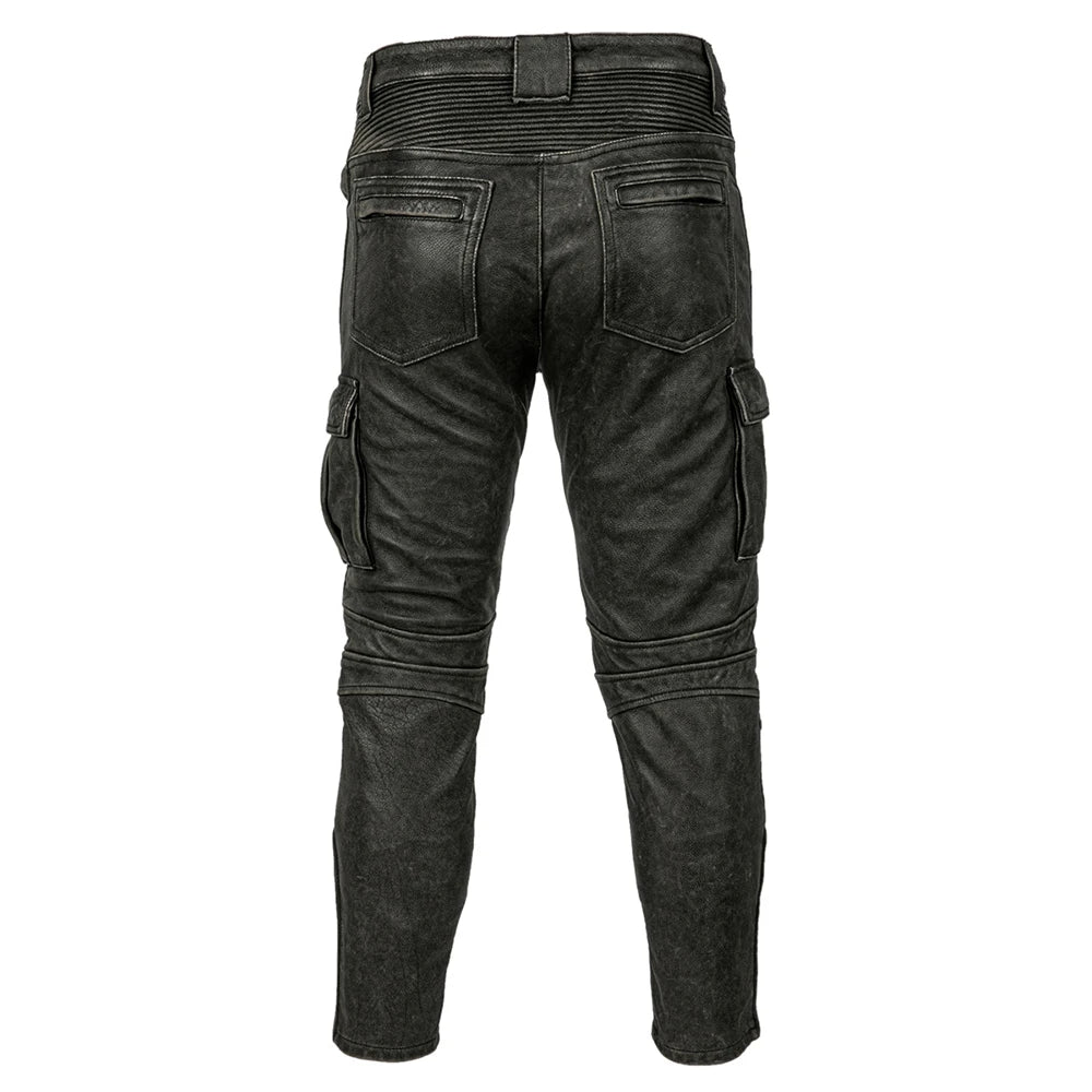 Motorcycle Leather Pant Vintage Real Cowhide Trousers Men's Motor Riding Leather Pants Biker Pant